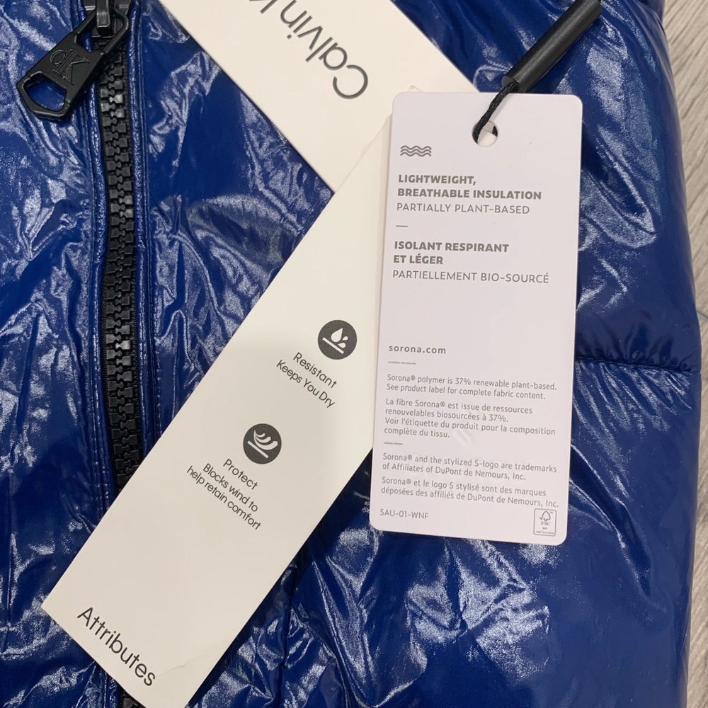 NWT Calvin Klein Performance Men's Blue Puffer Gilet/Vest Size Xs - Picture 11 of 13
